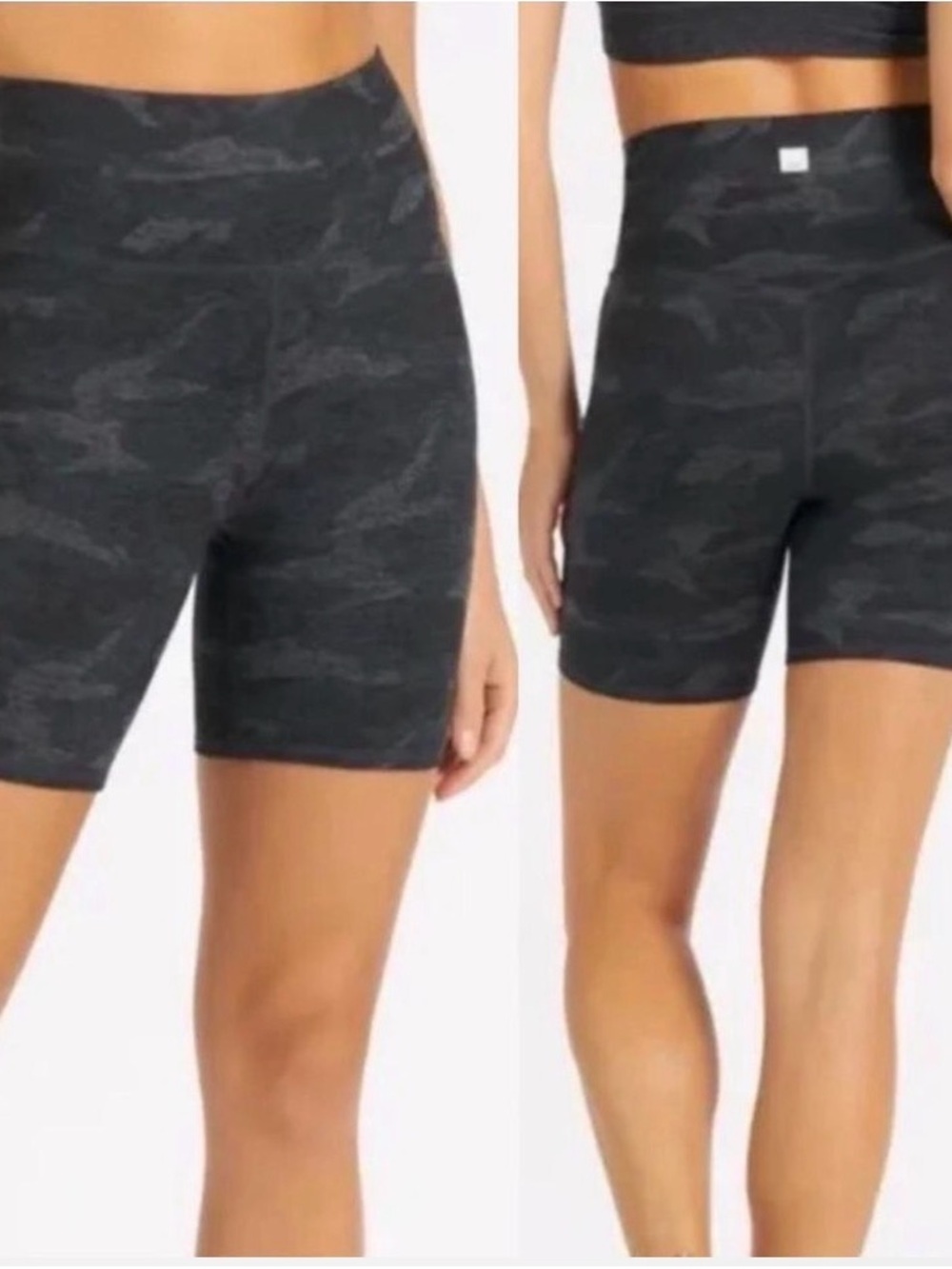 Vuori Clean Elevation Gray Camo High-Rise Bike Shorts. Size M